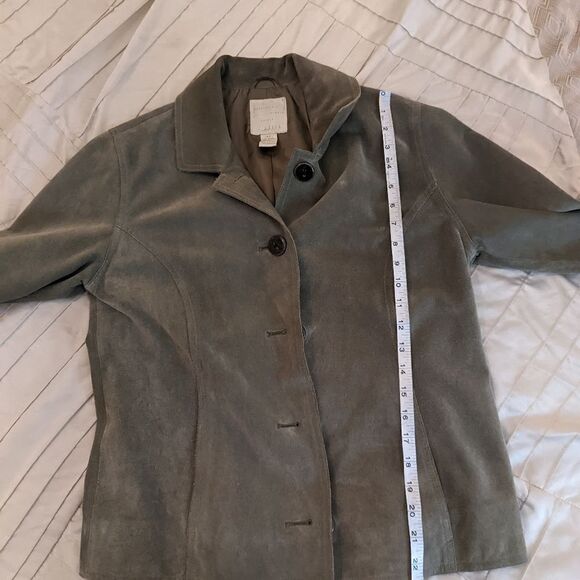 J. Jill sage green suede button down short jacket sz xs euc - Picture 5 of 5